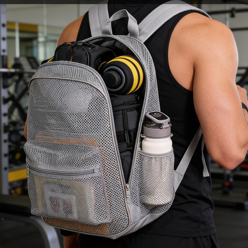 Travel Packing Accessories - Breathable Mesh Backpack Lightweight Sports Gym
