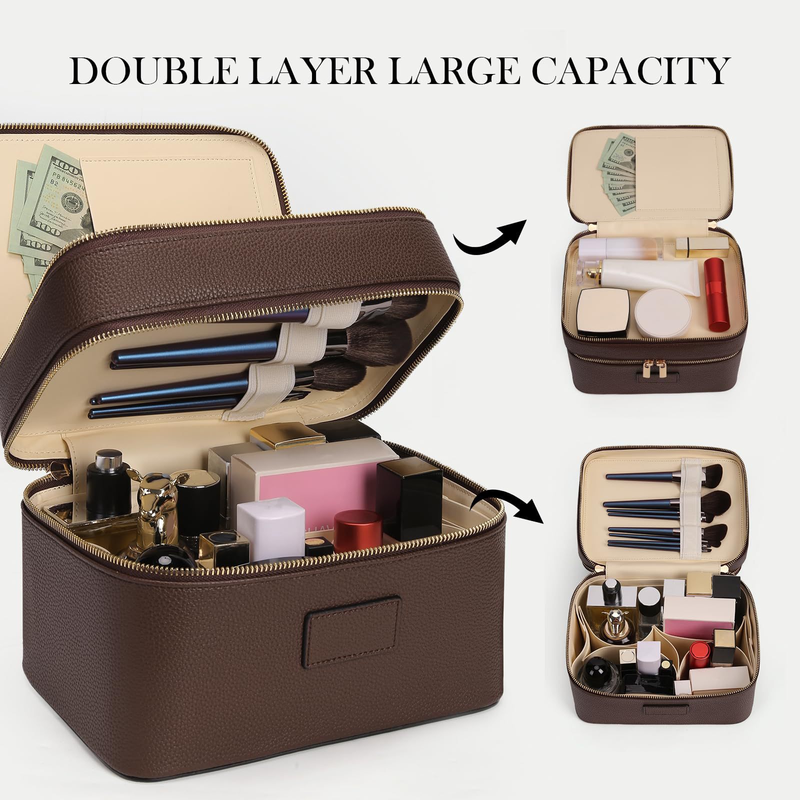 Travel Accessories Luxury - Large Capacity Double-layer Luxury Cosmetic Bag